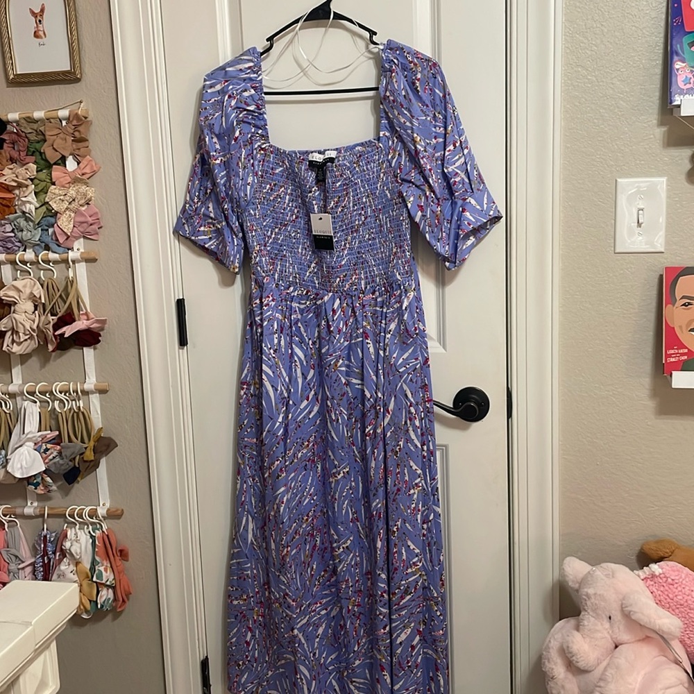 Purple Smocked Long Dress